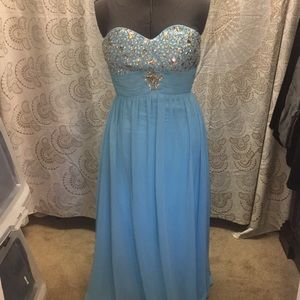 Light Blue Strapless Formal Dress